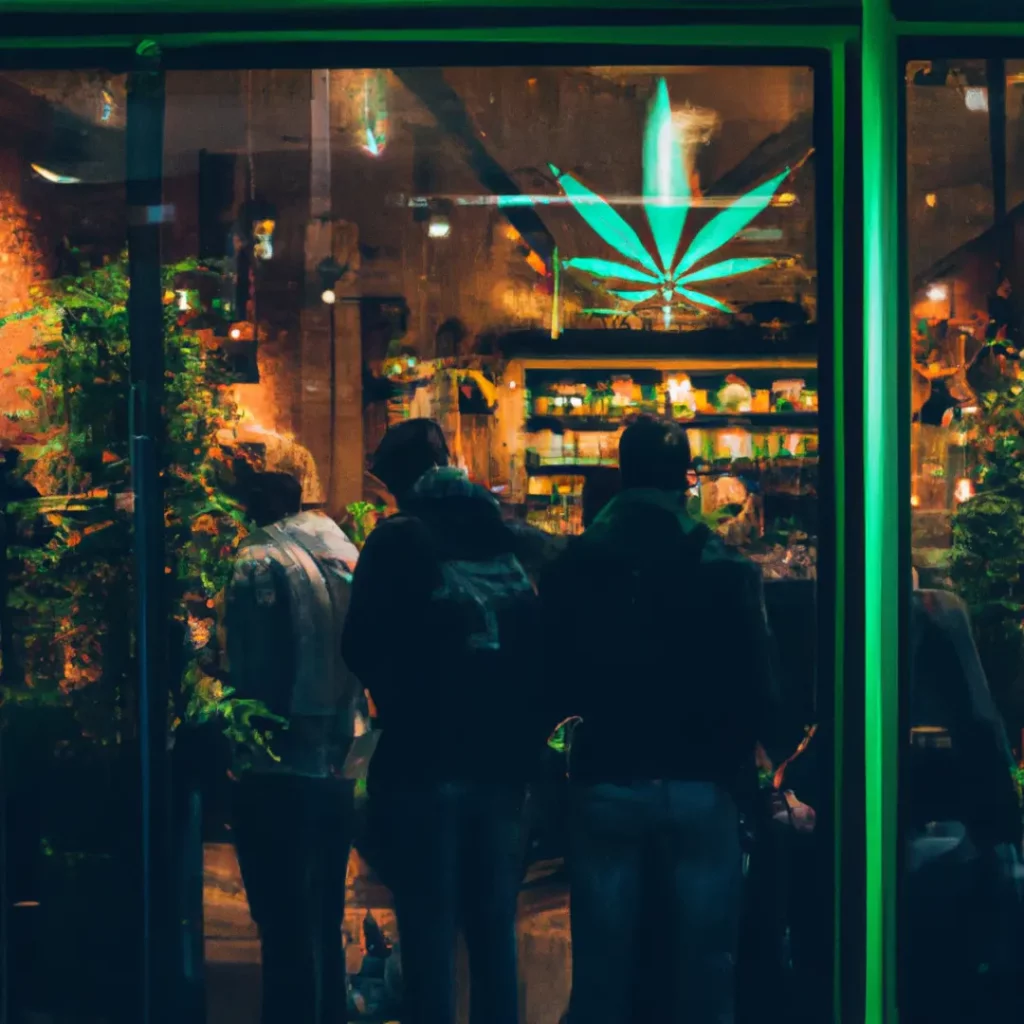 Cannabis-Shop in Amsterdam mit Kunden